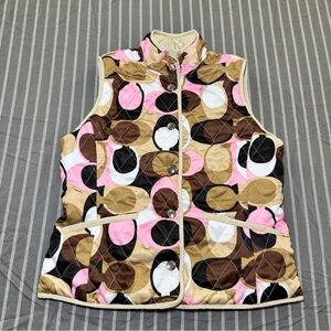 Coach Authentic Women Puffer Jackets Coat Reversible Sleeveless S multicolor